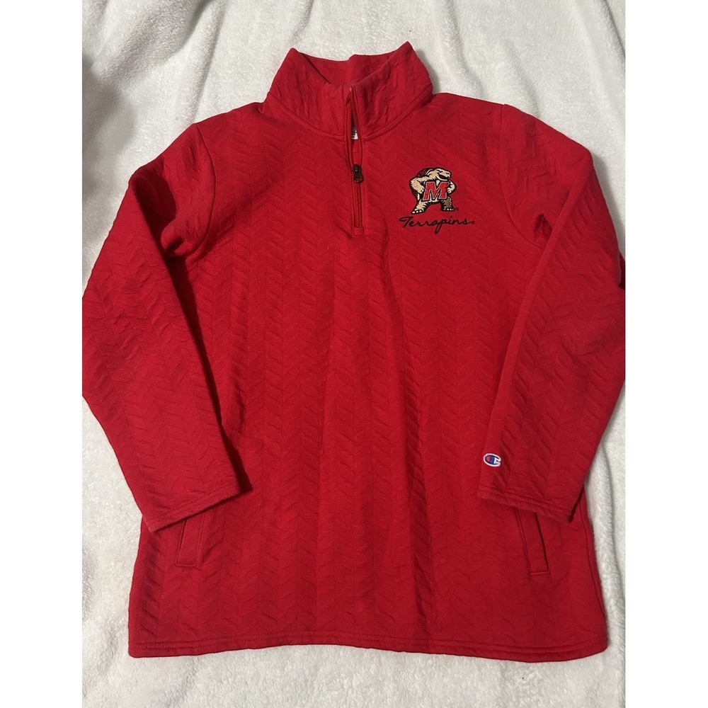 Maryland Terrapins Champion Quarter Zip Pullover Red Womens Medium NCAA
